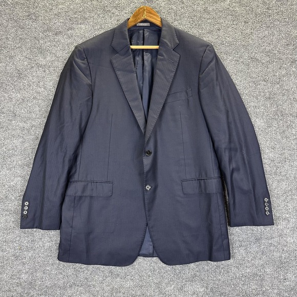 Cremieux Loro Piana Blazer Mens 43L Blue Pinstripe Super 170s Wool Coat Jacket